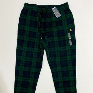 Boys Polo Ralph Lauren Green and Blackwatch Plaid Sweat Pants- 10-12 M- LIKE NEW